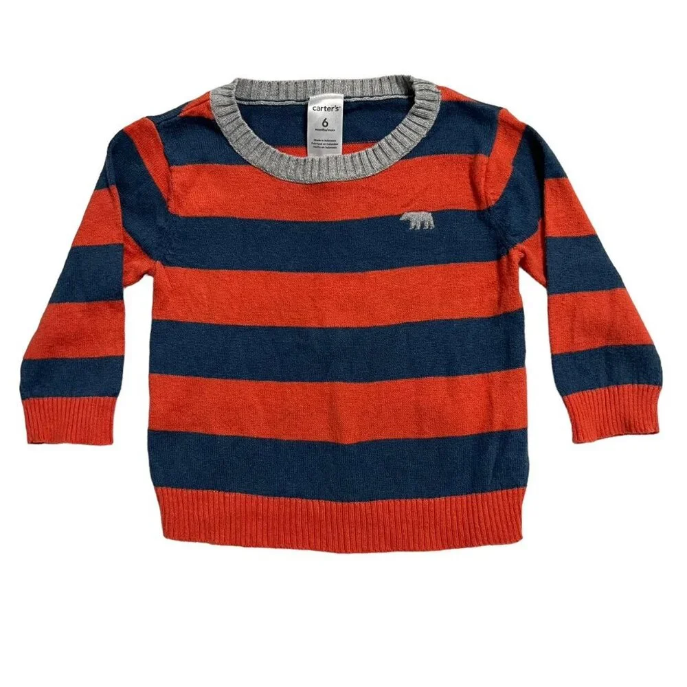 Carter's 6m Red & Navy Striped Sweater & Pants Set